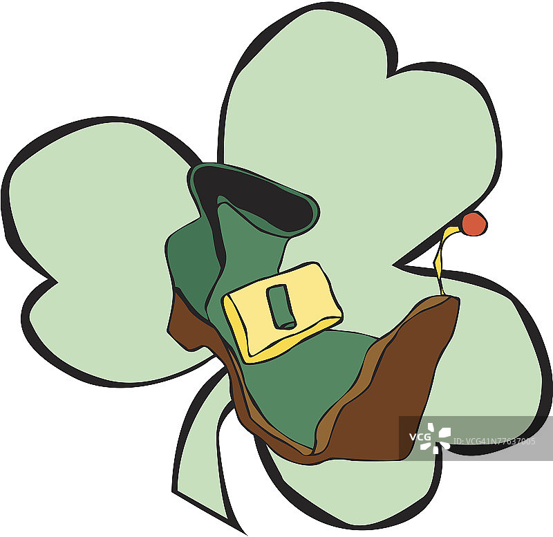 三叶草旁的矮精灵鞋子图片素材