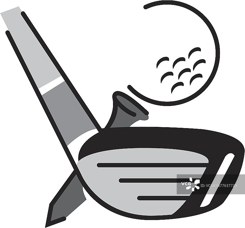 高尔夫球杆、球和球座图片素材
