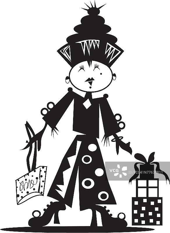 拿着手提包和包裹的女人图片素材