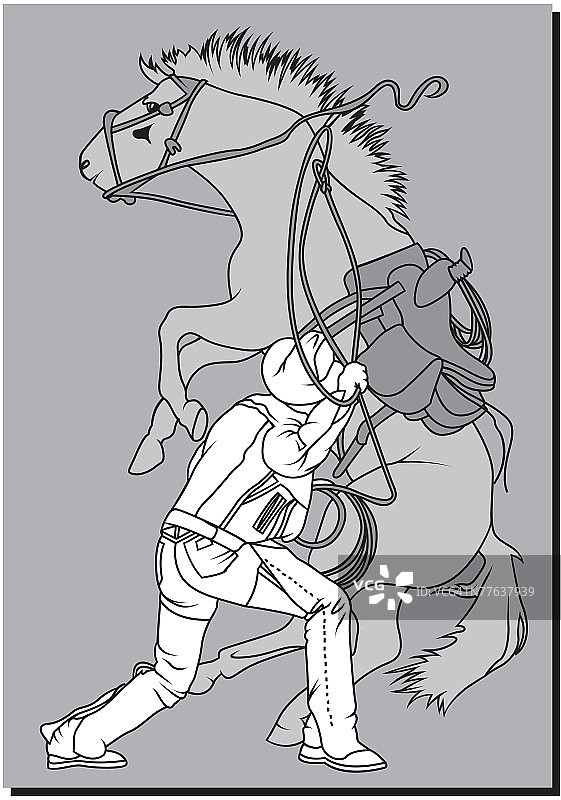 牛仔试图用套索套马图片素材