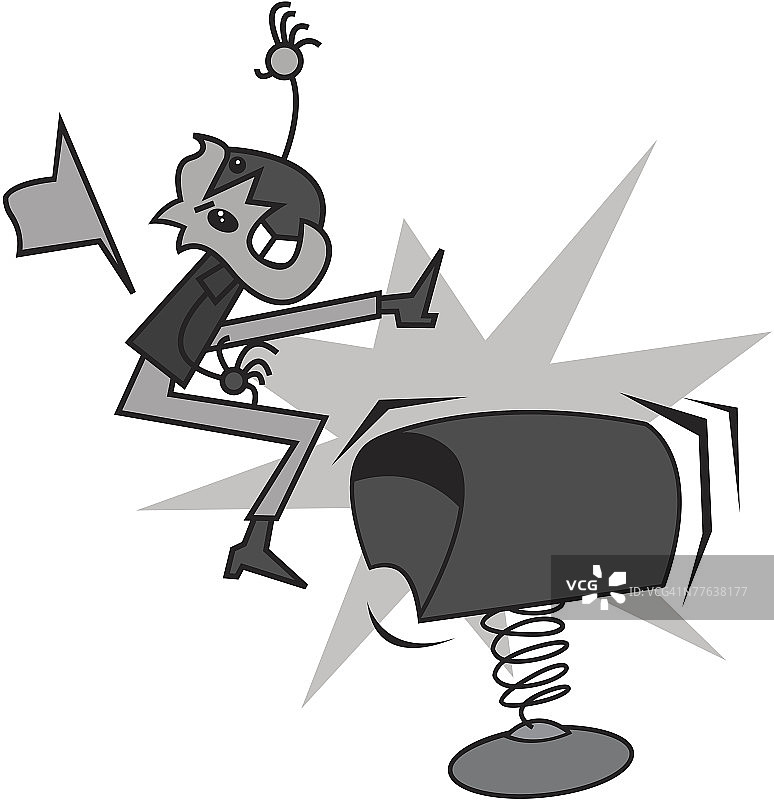 男人从电动公牛上摔下来图片素材