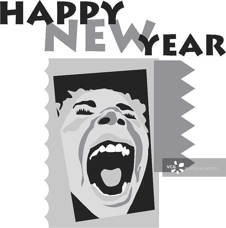 正在尖叫的男人，新年快乐图片素材