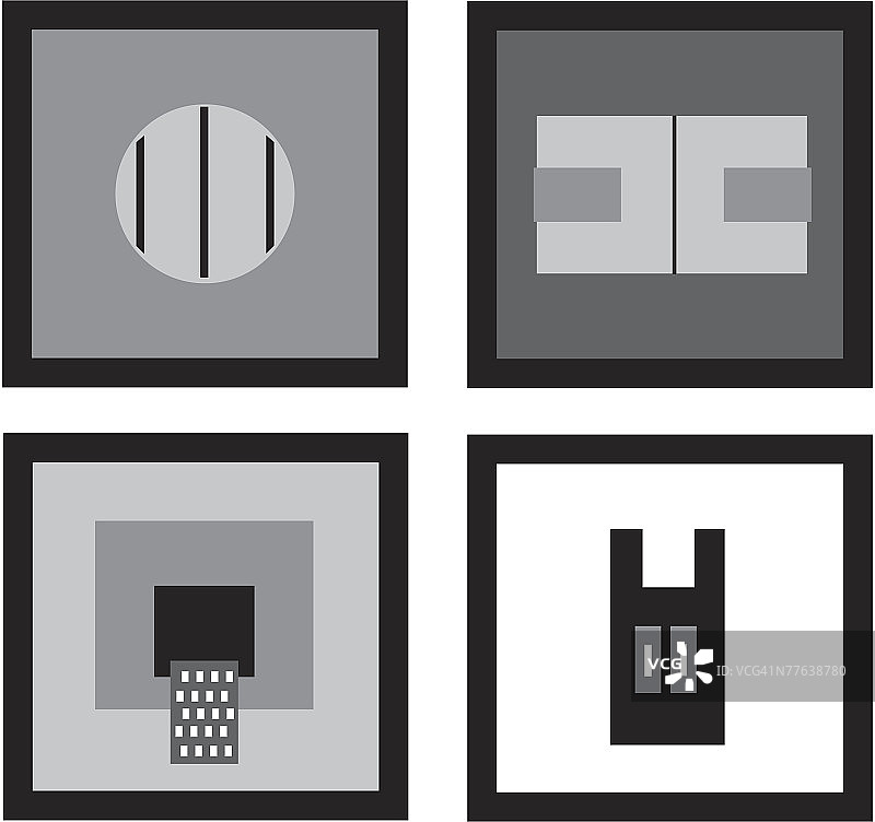 篮球、门和篮球框的四张独立照片图片素材