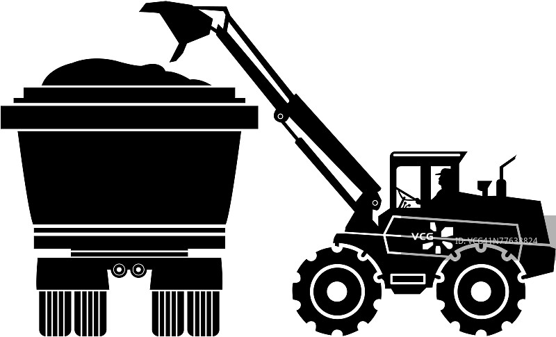 用铲子将物料装入卡车图片素材