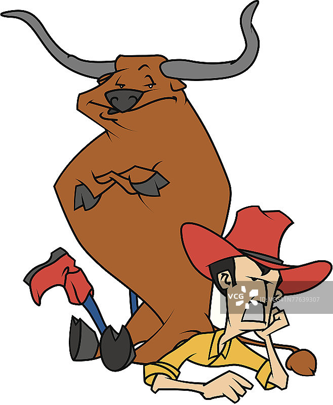 牛仔上的公牛图片素材