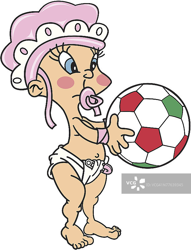 抱着足球的婴儿图片素材