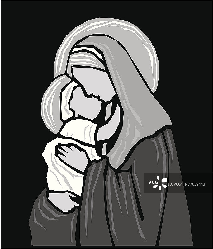 圣母玛利亚抱着小耶稣图片素材