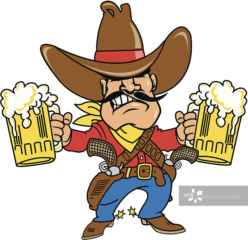 拿着啤酒杯的牛仔图片素材