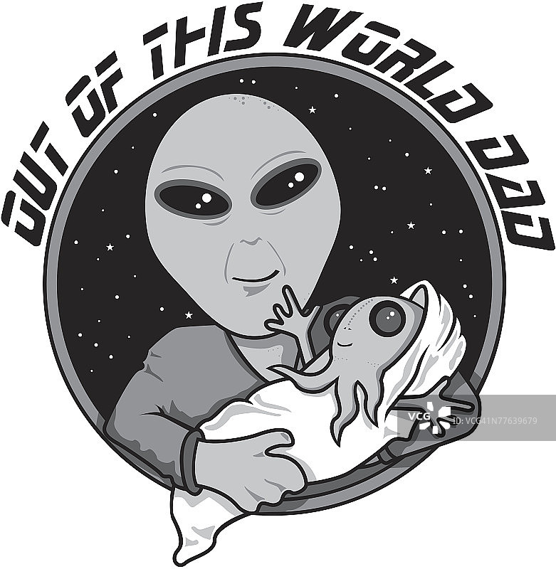 外星父亲和宝贝的标牌图片素材
