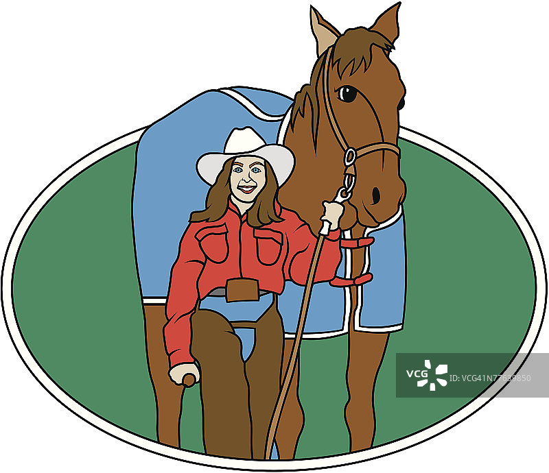 与马匹在一起的女牛仔图片素材