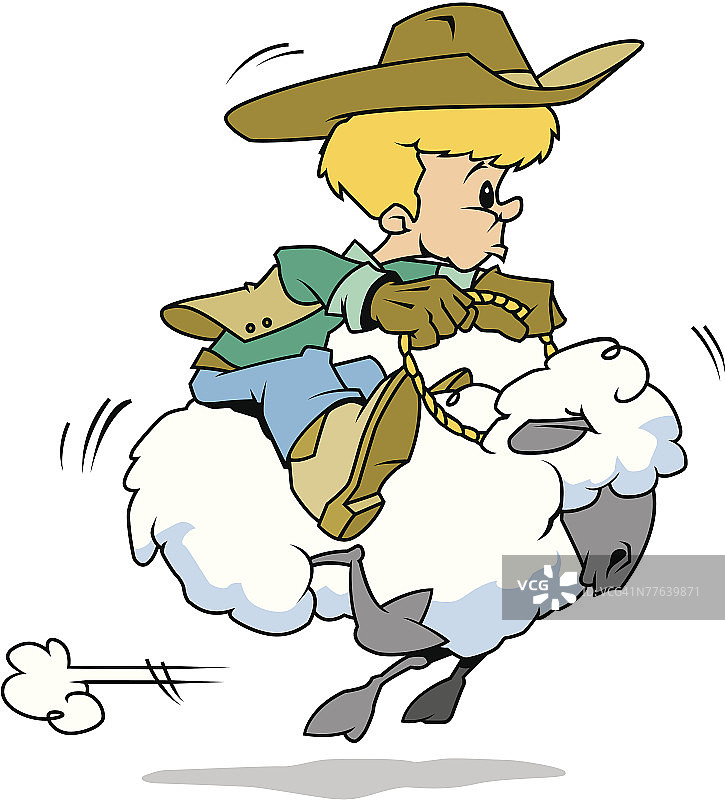 骑绵羊的牛仔图片素材
