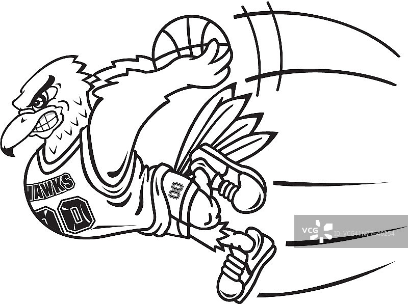 篮球运动员形象的鹰。图片素材