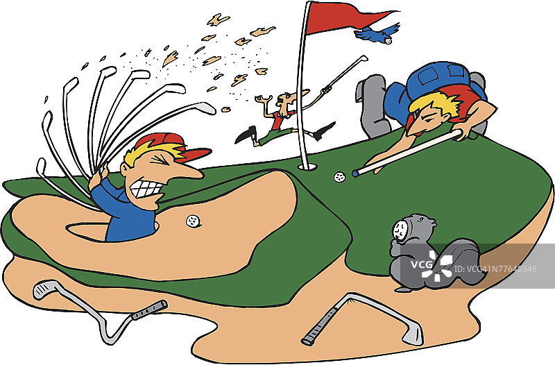 沙坑中的高尔夫球手图片素材