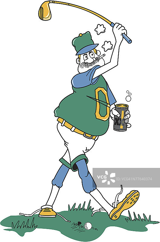 拿着饮料和香烟的高尔夫球手图片素材