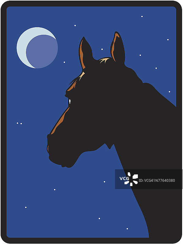 马与月亮图片素材