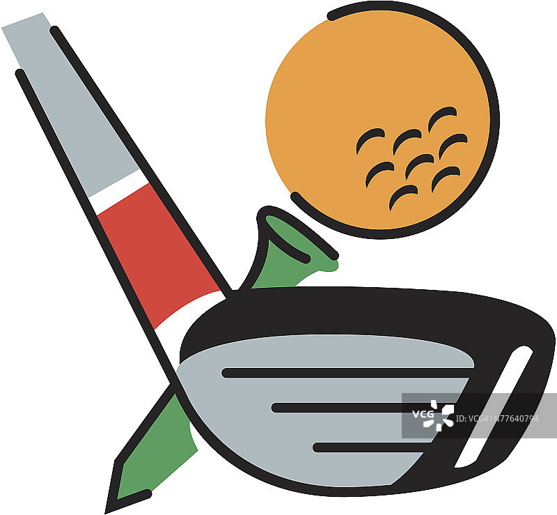高尔夫球杆、球和球座图片素材