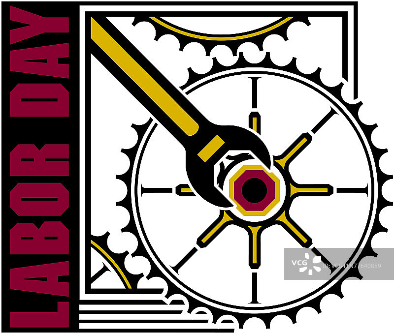 带有扳手和齿轮的劳动节图片素材