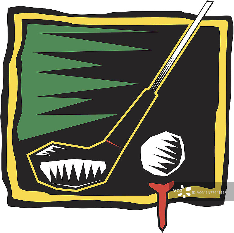 高尔夫球杆和球座上的球图片素材