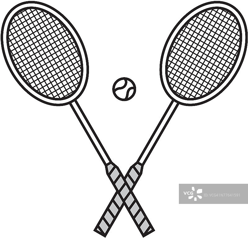 交叉的网球拍和球图片素材