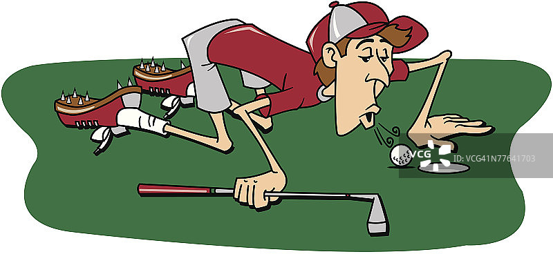 高尔夫球手将球吹进洞图片素材