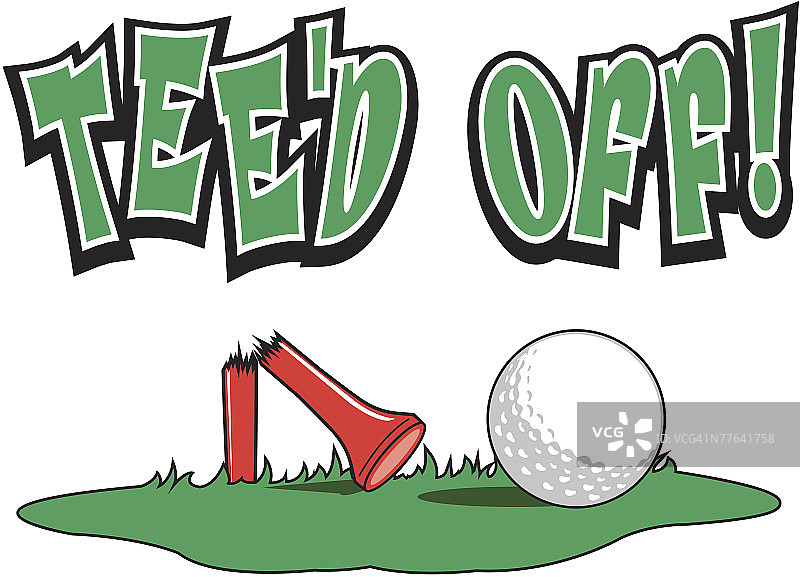 高尔夫球与断裂的球座图片素材