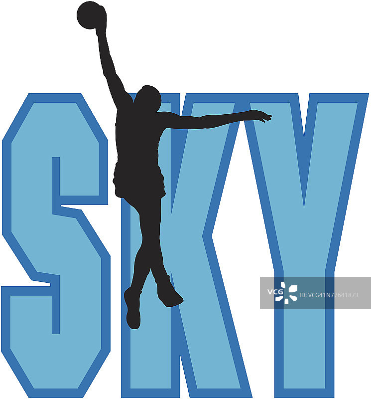 背景为天空的篮球运动员剪影图片素材