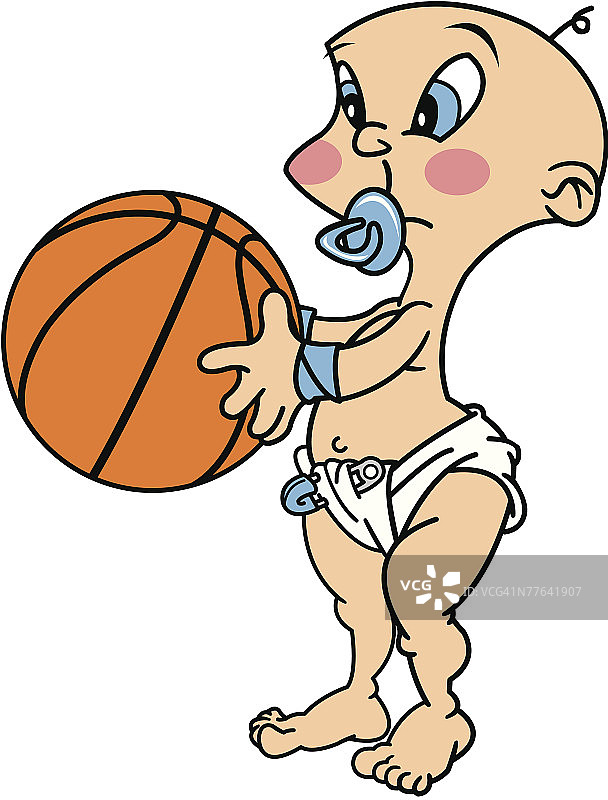 抱着篮球的婴儿图片素材