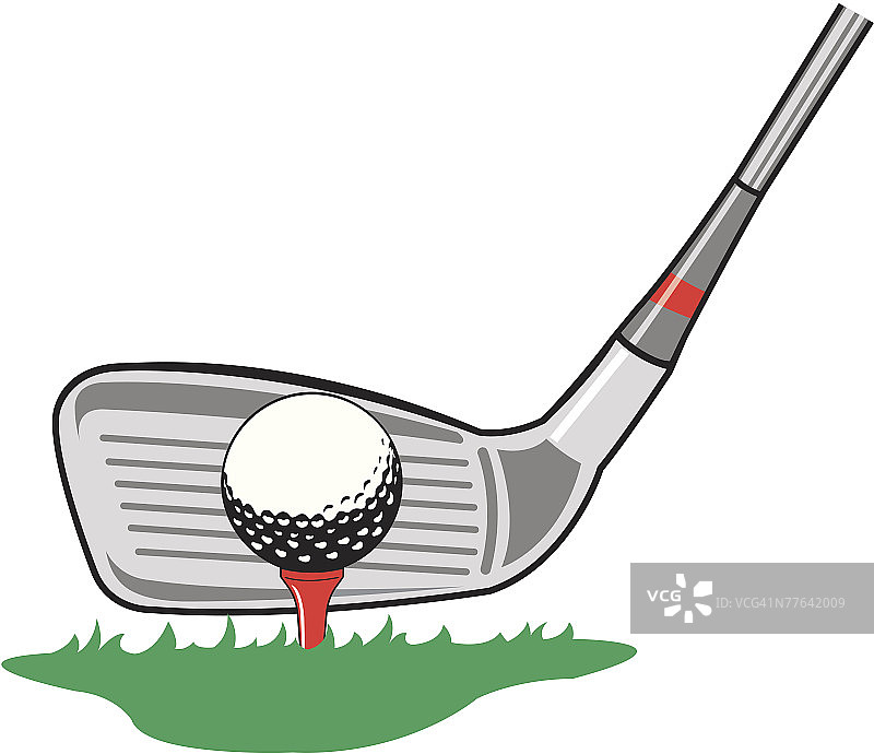 高尔夫球杆和球座上的球图片素材