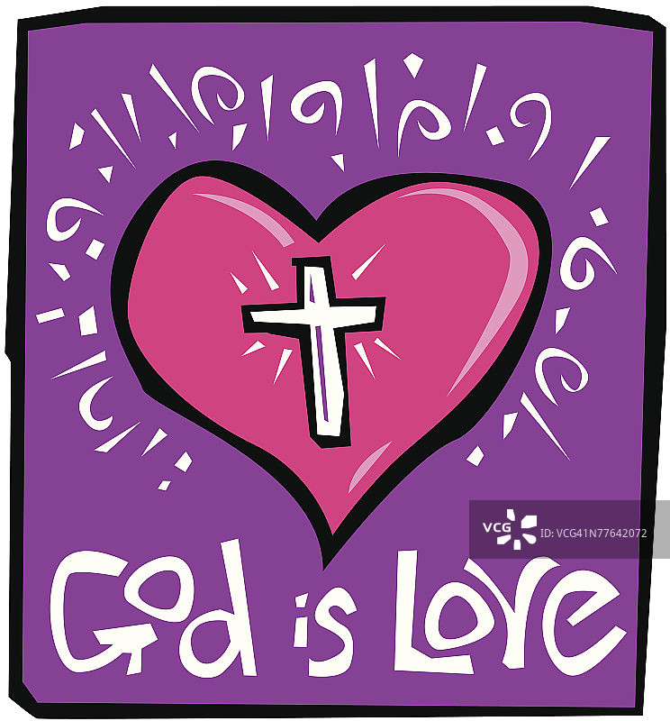 神是爱，有心和十字架图片素材