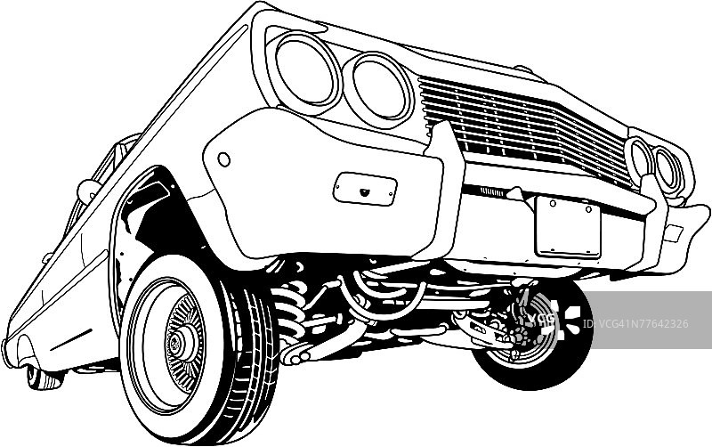 经典汽车的仰视角度图片素材