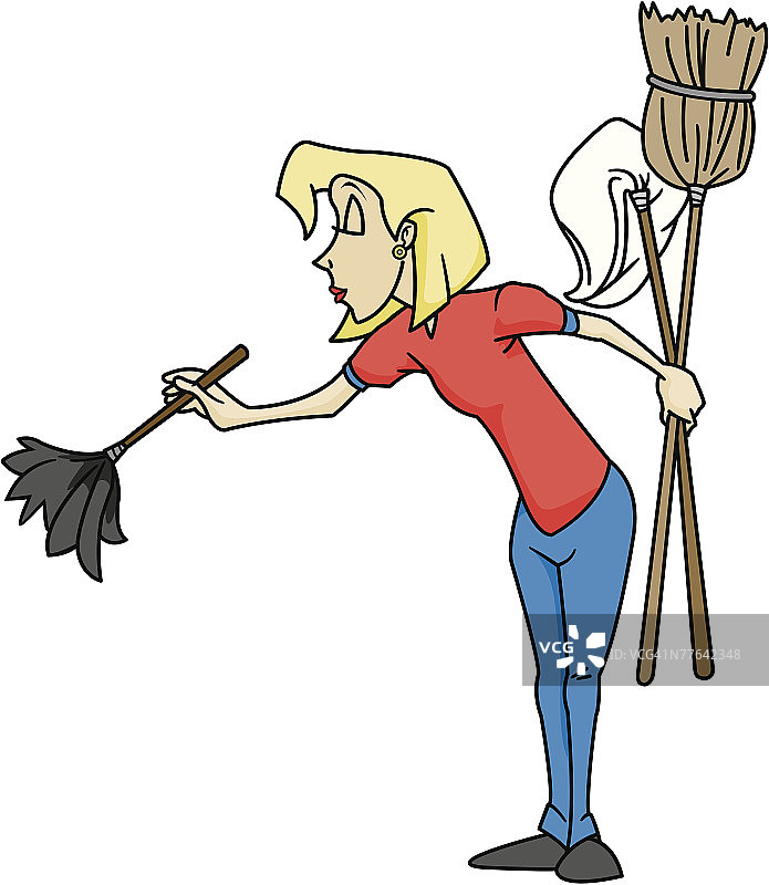 拿着清洁用品的女人图片素材