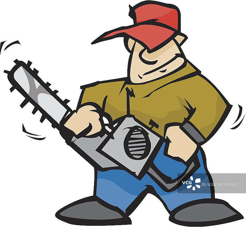 使用电锯的男人图片素材