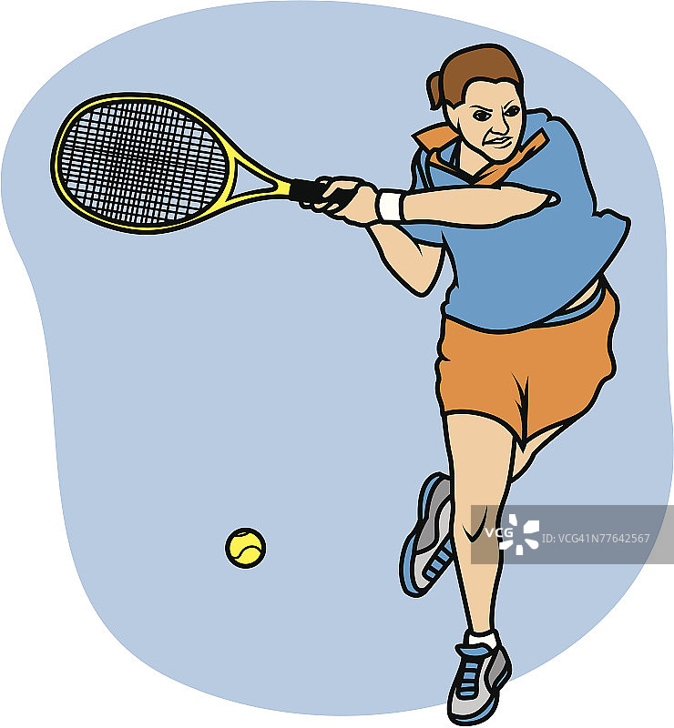 网球运动员双手反手击球图片素材