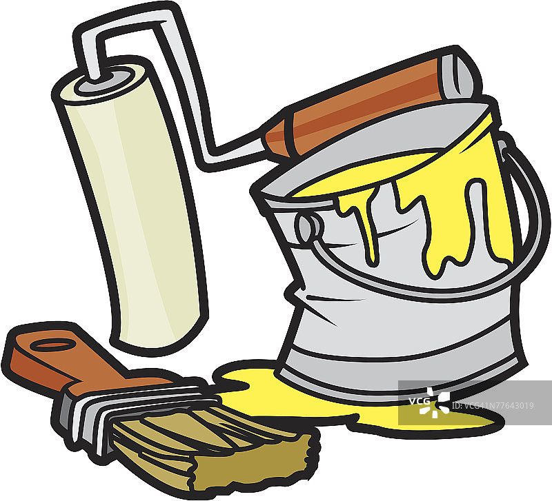 油漆罐、刷子和滚筒图片素材