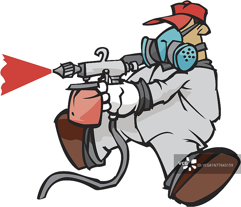 油漆工人使用喷漆枪图片素材