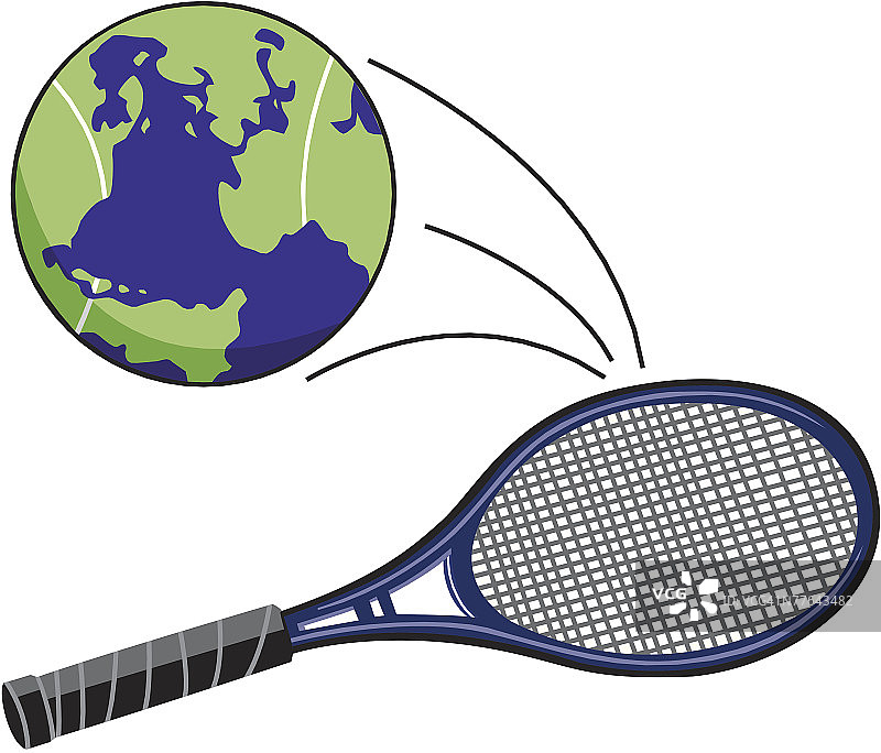 网球拍击打全球网球图片素材