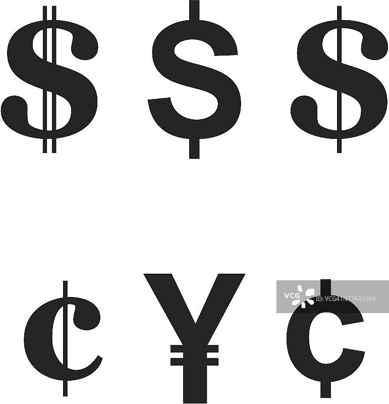 货币符号轮廓图片素材