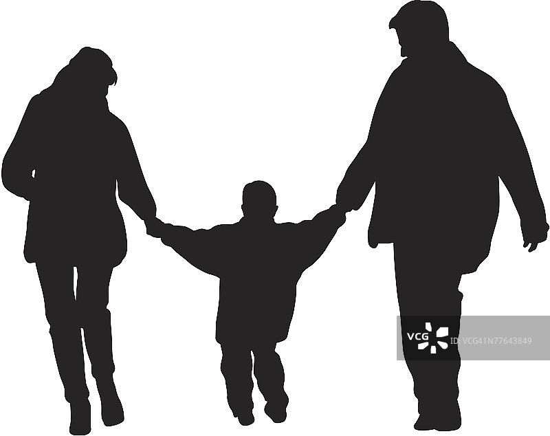 父母和孩子的剪影图片素材