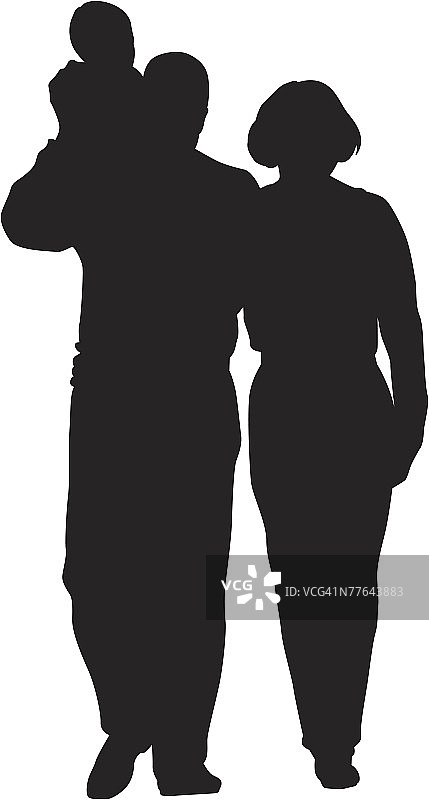 父母和孩子的剪影图片素材