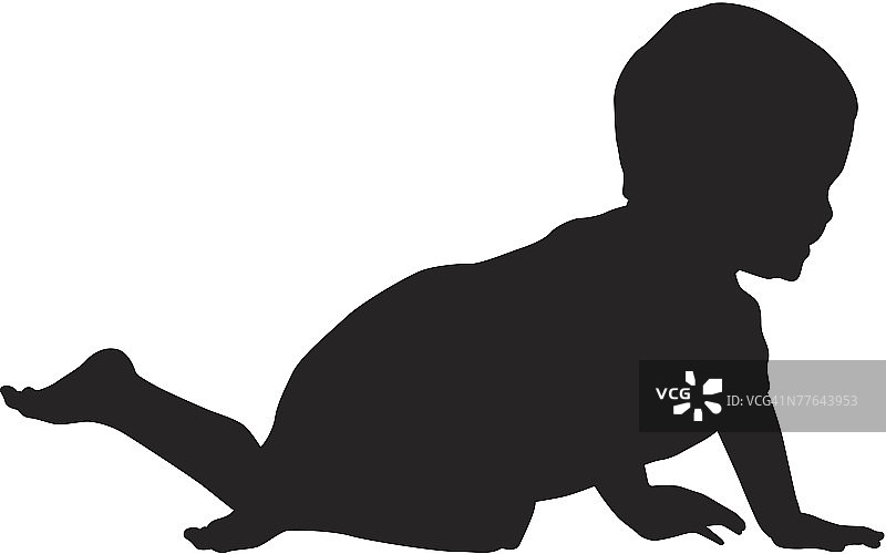 婴儿爬行轮廓图片素材