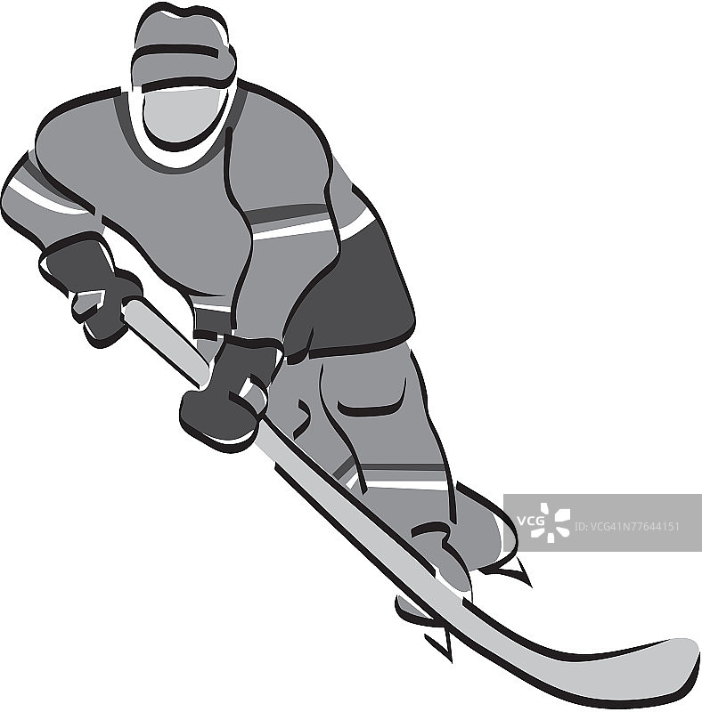 手持球杆的冰球运动员图片素材