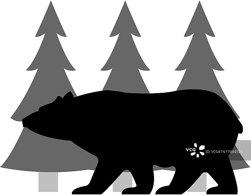 熊和树的轮廓图片素材