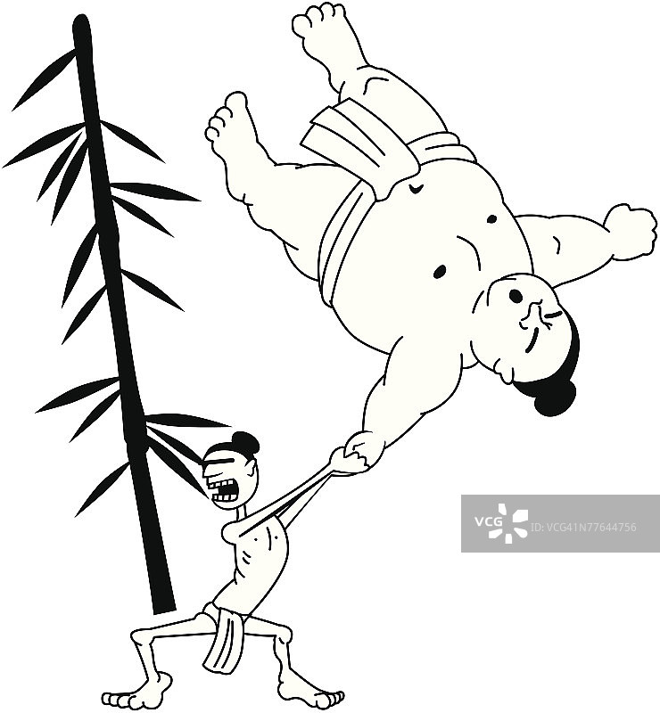 瘦相扑对阵大相扑图片素材