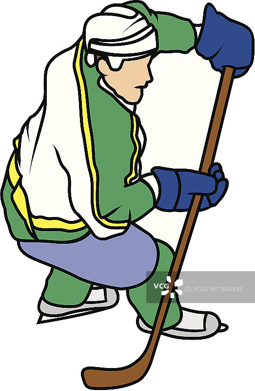 手持球杆的冰球运动员图片素材