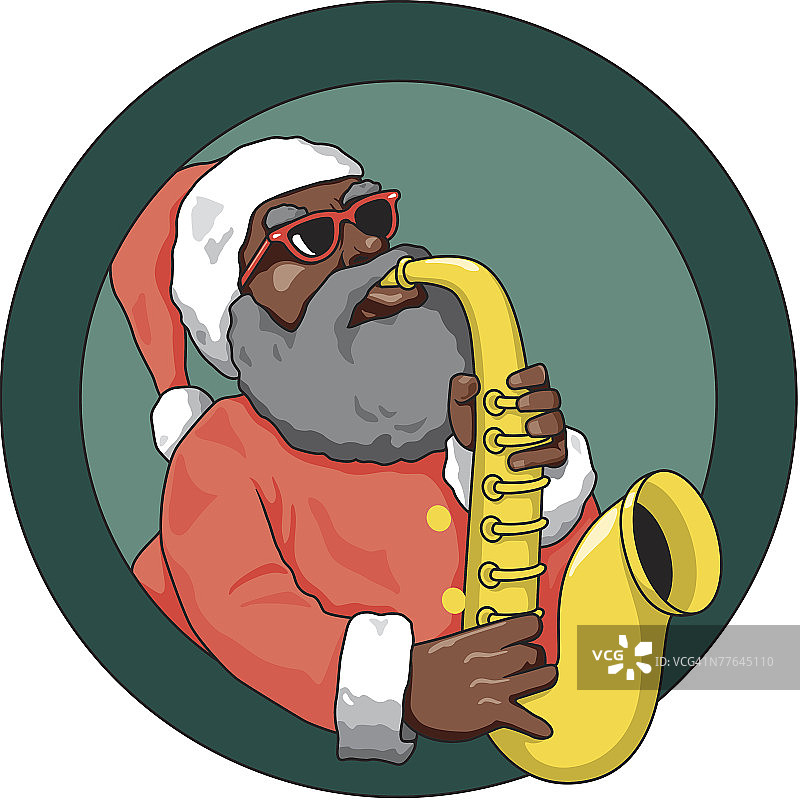吹萨克斯的圣诞老人图片素材