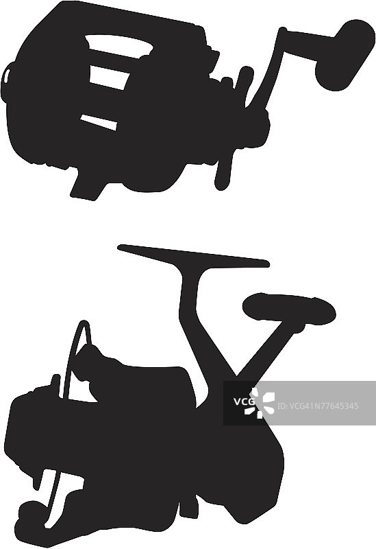 鱼竿卷线轮剪影图片素材