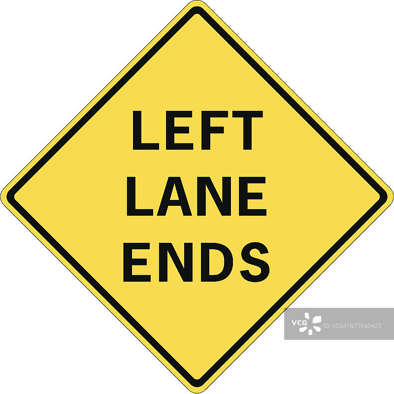 左侧车道终结标志图片素材