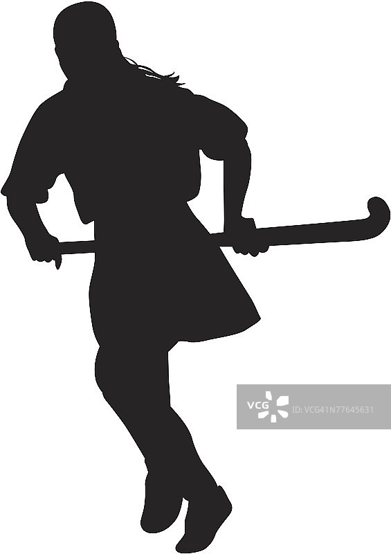 女子曲棍球运动员剪影图片素材
