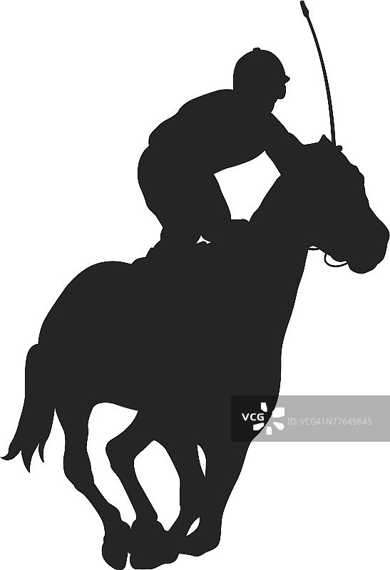 马球运动员骑马的轮廓图片素材