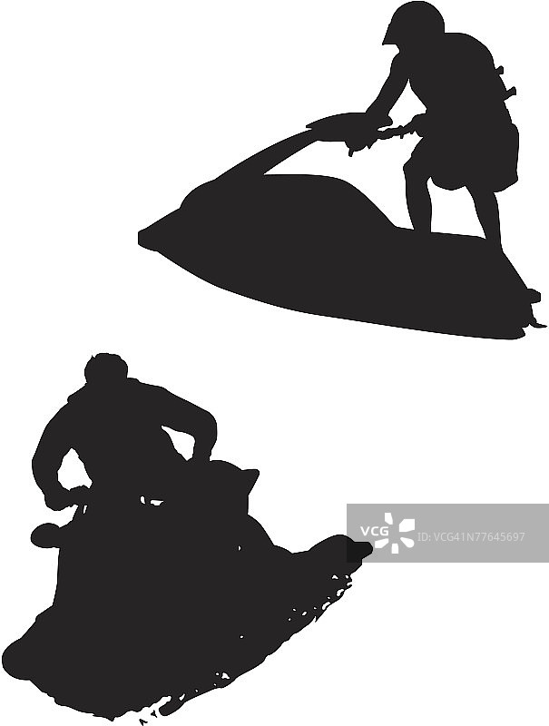 水上摩托艇上的人们剪影图片素材